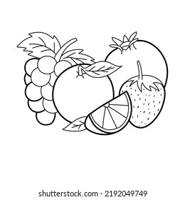 Fruits Bundle Vector Drawing Outline Drawing Stock Vector (Royalty Free ...