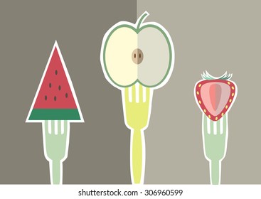 fruits cards vector illustration