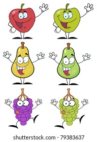 Fruits Cartoon Characters Vector Collection