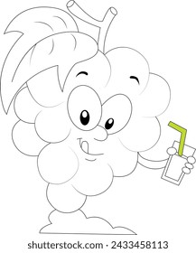 Fruits cartoon coloring page for kid