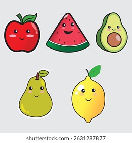 fruits cartoon design sticker .
