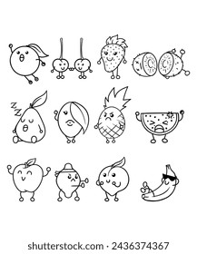 fruits character coloring page cute and beautiful