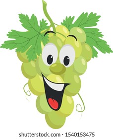 Fruits Characters Collection: Vector illustration of a funny and smiling bunch of green grapes character.