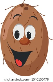 Fruits Characters Collection: Vector illustration of a funny and smiling coconut character.