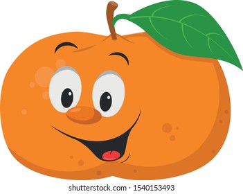 Fruits Characters Collection: Vector illustration of a funny and smiling tangerine character.