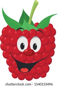 Fruits Characters Collection: Vector illustration of a funny and smiling raspberry character.