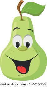 Fruits Characters Collection: Vector illustration of a funny and smiling pear character.