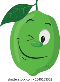 Fruits Characters Collection: Vector illustration of a funny and smiling lime character.