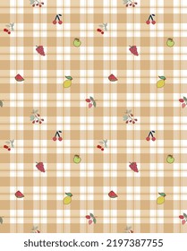 FRUITS CHECK KITCHEN REPEAT SEAMLESS PATTERN VECTOR
