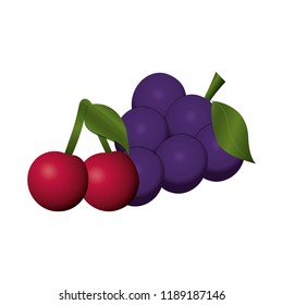 fruits cherries and bunch grapes