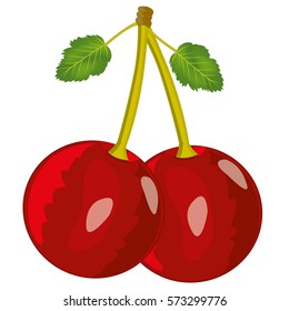 Fruits to cherries red on white background is insulated