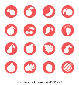 Fruits circular icons set