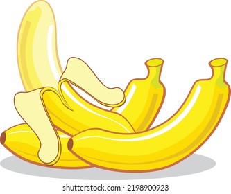 Fruits And Citrus Clip Art - Three Bananas, one pealed off.