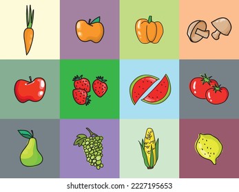 fruits clipart set vector illustration