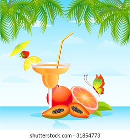 Fruits cocktail with fruits