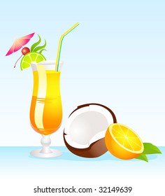 Fruits cocktail with fruits