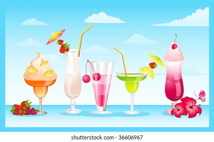Fruits cocktail with fruits
