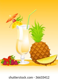 fruits cocktail with fruits