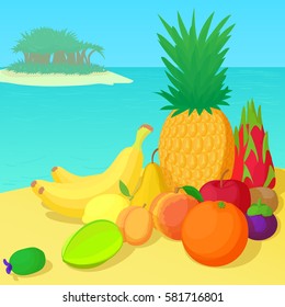 Fruits collection concept set. Cartoon illustration of fruits collection vector concept for web