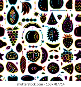 Fruits collection, creative seamless background for your design. Vector illustration