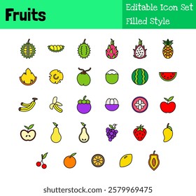 Fruits Collection Icon Set Filled Style