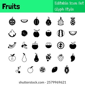 Fruits Collection Icon Set Glyph Style