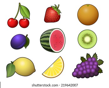 Fruits collection isolated on white background