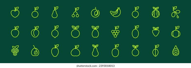 fruits collection line style modern minimal simple icon set logo design vector illustration