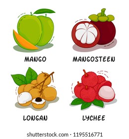 Fruits, Fruits Collection,  Longan, Lychee, Mango, Mangosteen