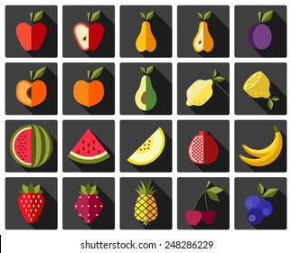 Fruits color icons set. Vector illustration