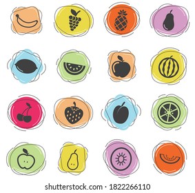 Frutos iconos vectoriales de color para la interfaz web y de usuario