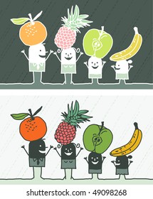 fruits colored cartoon