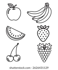Fruits coloring page for kids coloring book page illustration