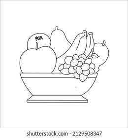 Fruits Coloring page vector line art for book and drawing.