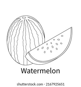 Páginas para colorear frutas, líneas de fruta simples y fáciles para niños y niños pequeños, sandía