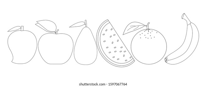 Fruits for coloring picture with outlines