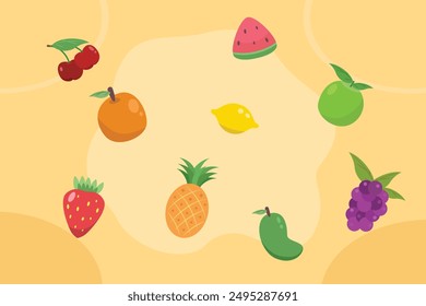Fruits concept. Colored flat vector illustration isolated.