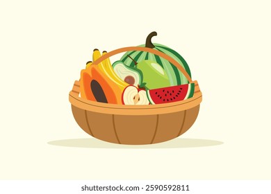 Fruits concept. Colored flat vector illustration isolated