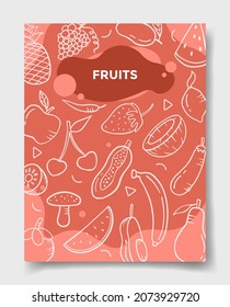 concepto de frutas con estilo de doodle para plantilla de banners, volantes, libros y portada de revista