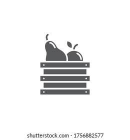 Fruits crate box vector icon symbol isolated on white background