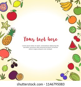 Fruits cute banner background template with copy space for promotional or sales event