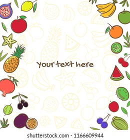 Fruits cute banner background template with copy space for promotional or sales event