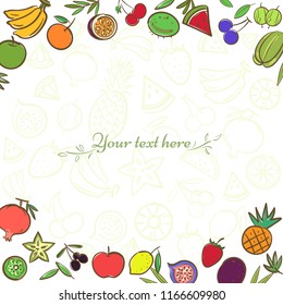 Fruits cute banner background template with copy space for promotional or sales event