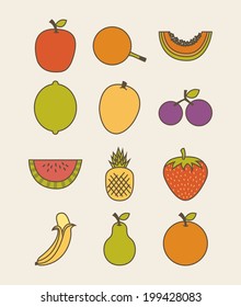 Fruits design over beige background, vector illustration