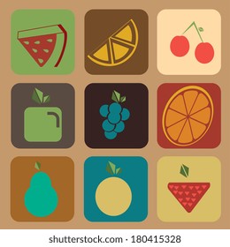fruits design over brown background. vector