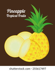 Fruits design over brown background, vector illustration.