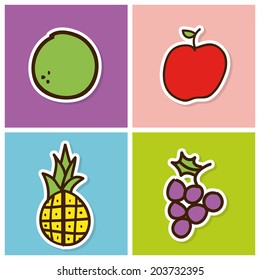 fruits design over colors background vector illustration