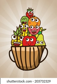 fruits design over gray  background vector illustration