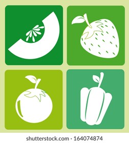 fruits design over green background. vector illustration