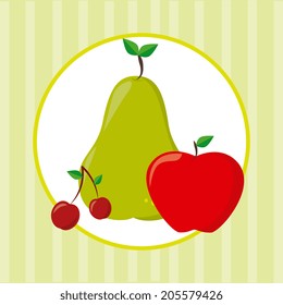 Fruits design over green background, vector illustration